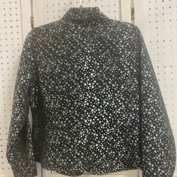 Ruby Rd. Black and Silver Patterned Jean Jacket - Picture 2 of 6